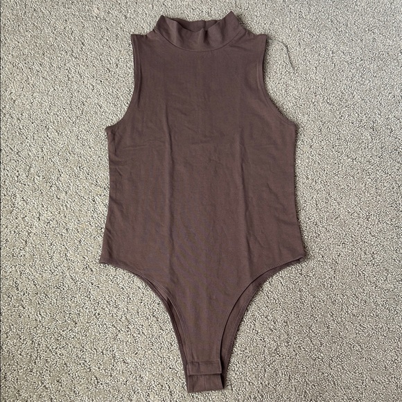 a new day Tops - A New Day Bodysuit Mock Neck Sleeveless Thong Cut Brown One-piece Medium NEW